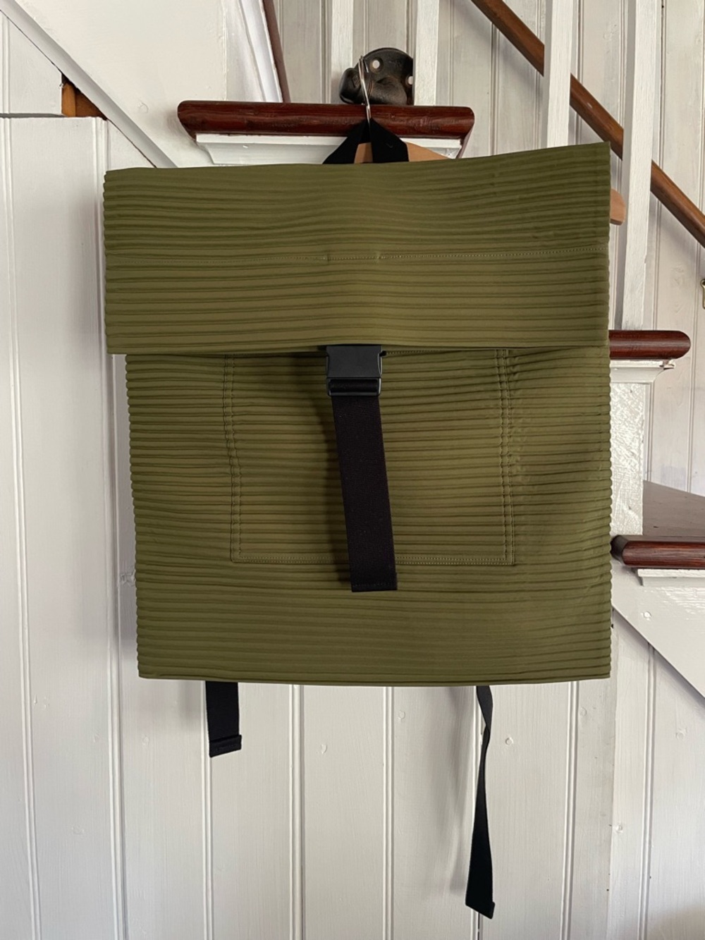 Issey Miyake Olive Green Textured Roll-Top Backpack